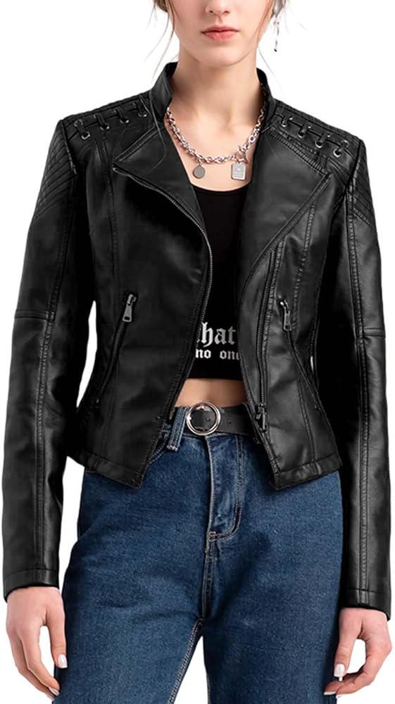 XAYWEAR Panel Detail Leather Jacket for Trendy Style