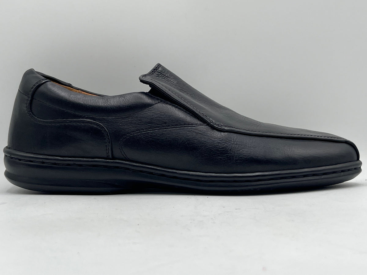 Side Work Black leather Slip-on Dress Shoes