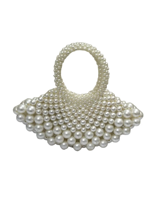 XAYWEAR Women's Handmade White Pearls - (Recreation of An Elite Purse)