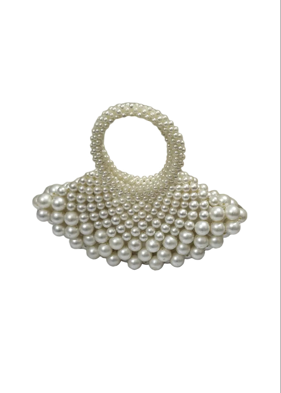 XAYWEAR Women's Handmade White Pearls - (Recreation of An Elite Purse)