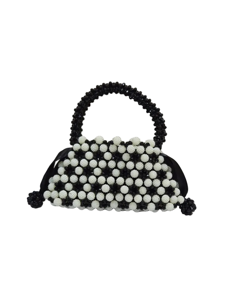 XAYWEAR Women's Handmade Black and White Pearls - (Recreation of An Elite Purse)