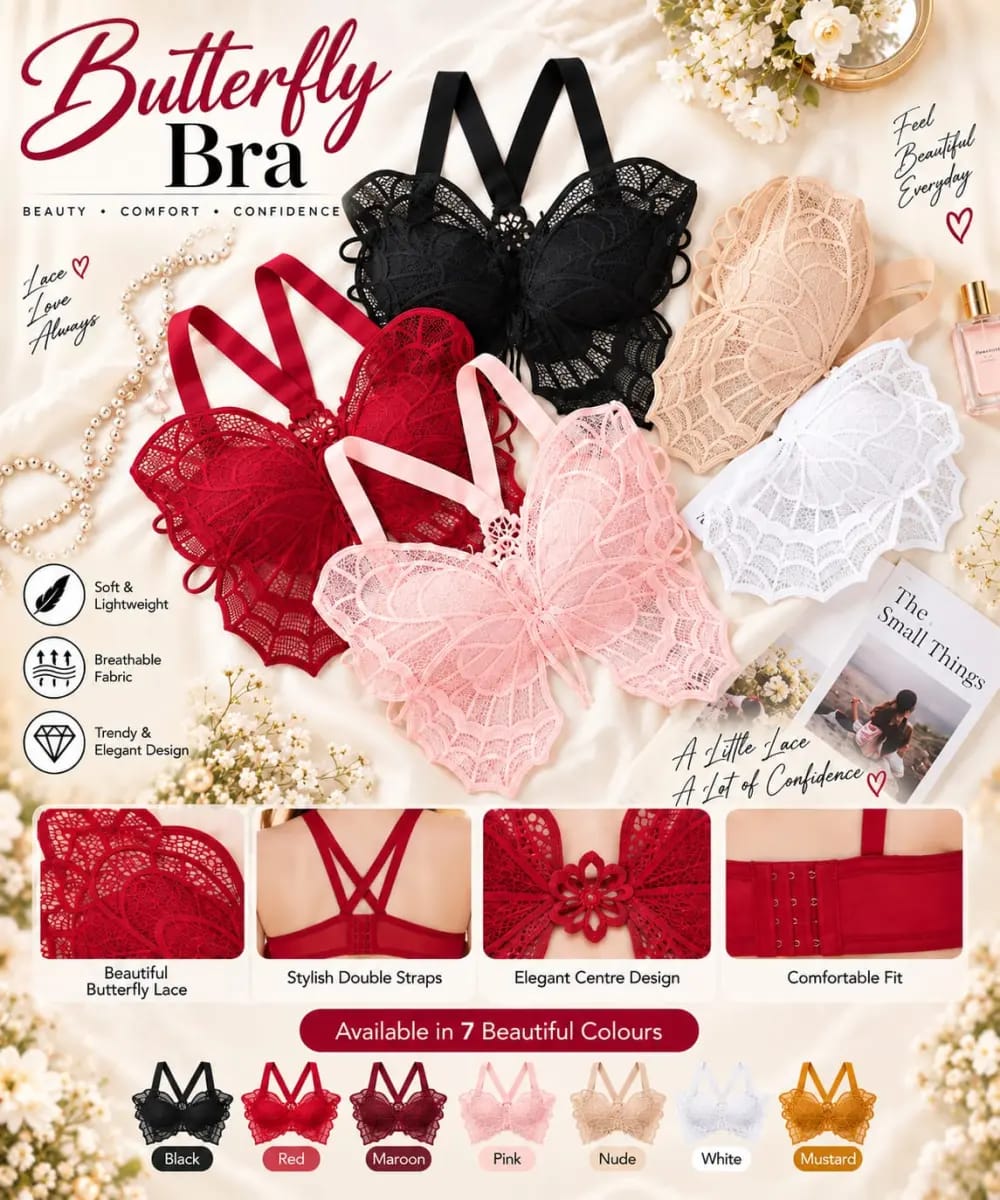 XAYWEAR Soft Light Padded Butterfly Bra