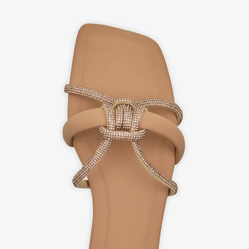 XAYWEAR Women's Knotted Embellished Slides