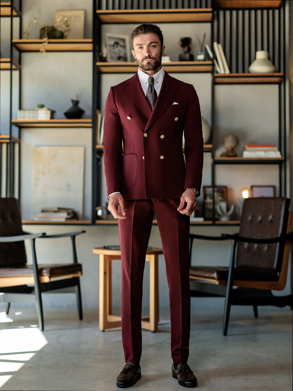 XAYWEAR Bordeaux Double Breasted Suit 2-Piece