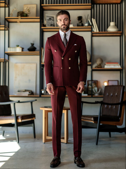 XAYWEAR Bordeaux Double Breasted Suit 2-Piece