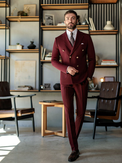 XAYWEAR Bordeaux Double Breasted Suit 2-Piece