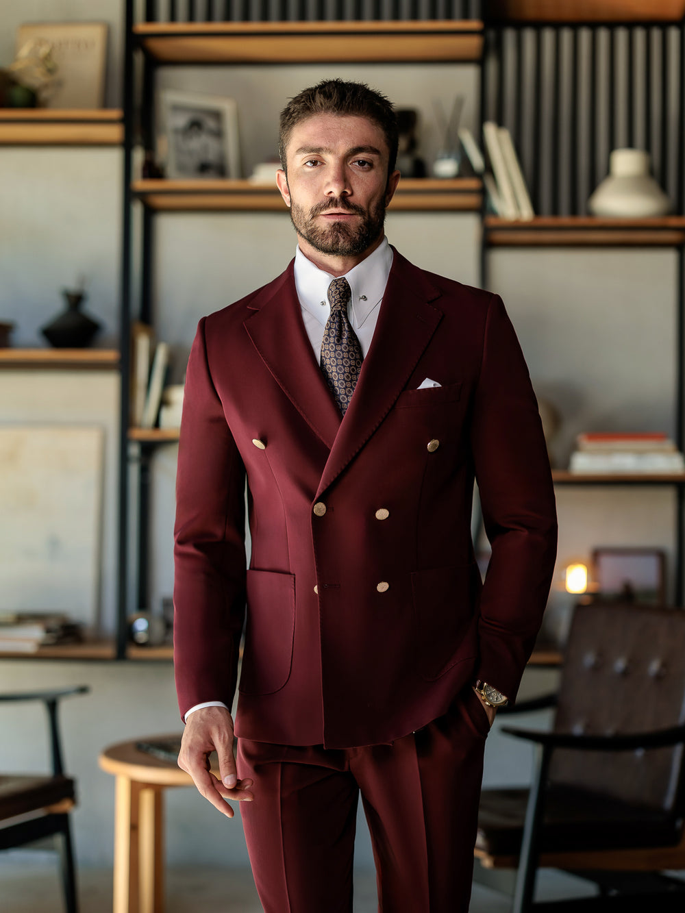 XAYWEAR Bordeaux Double Breasted Suit 2-Piece