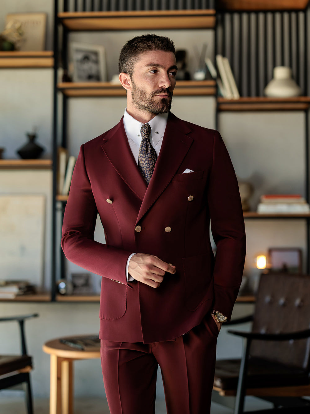 XAYWEAR Bordeaux Double Breasted Suit 2-Piece
