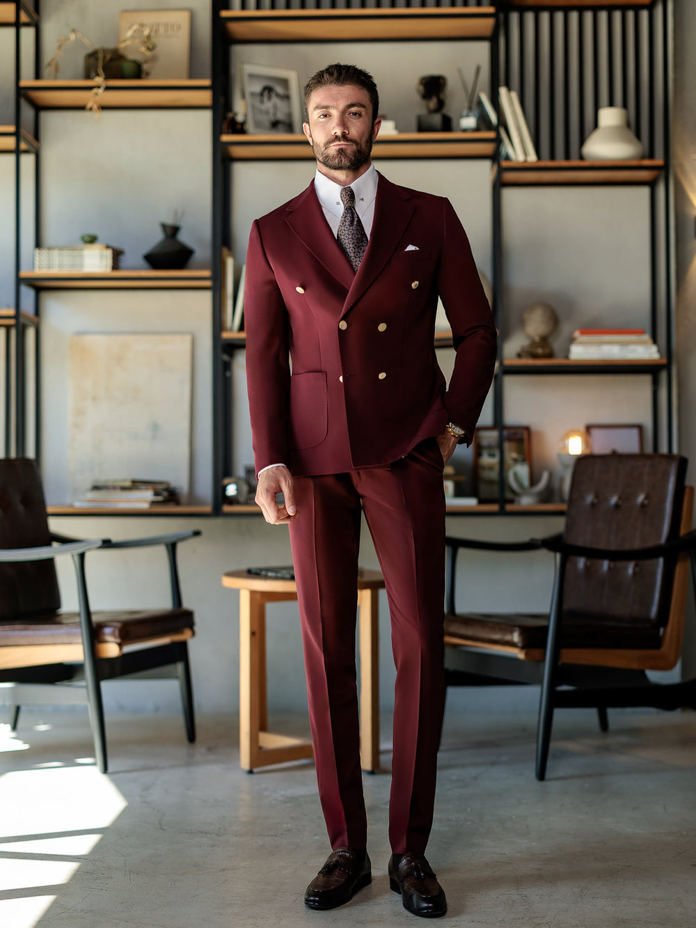 XAYWEAR Bordeaux Double Breasted Suit 2-Piece