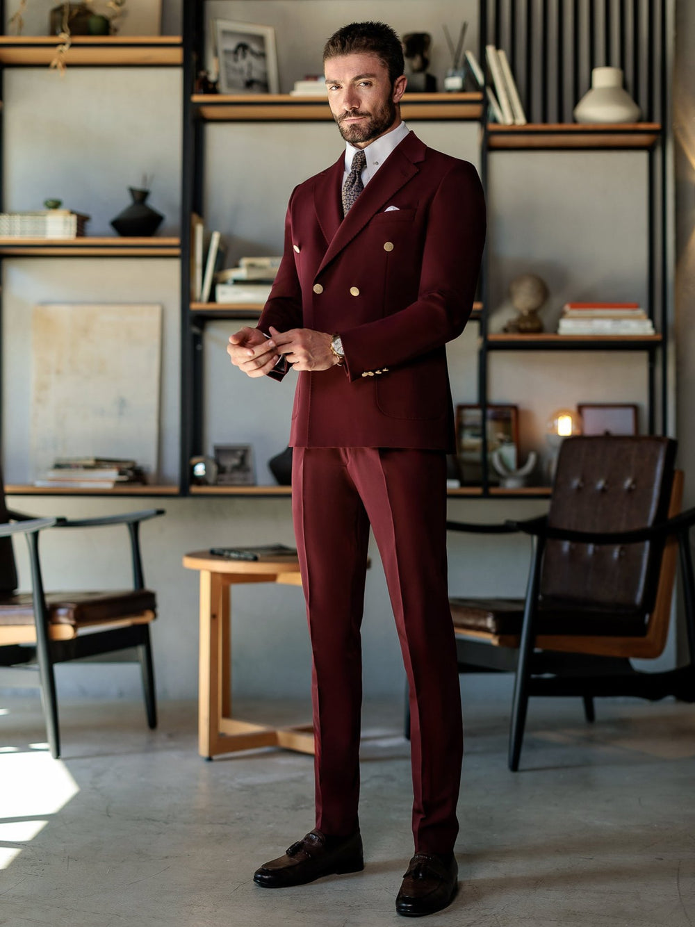 XAYWEAR Bordeaux Double Breasted Suit 2-Piece