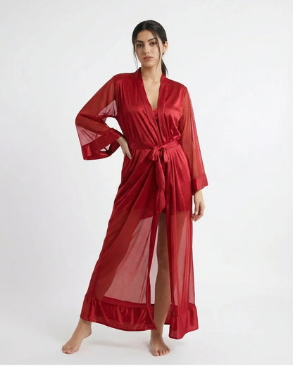 Jenny Rinny Silk Women's 2-Piece Nighty and Gown Set