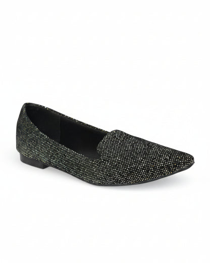 XAYWEAR Women's Black Glitter Casual Pumps