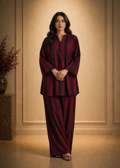 XAYWEAR Women's Midnight Wine Afsarah Co-Ords Set