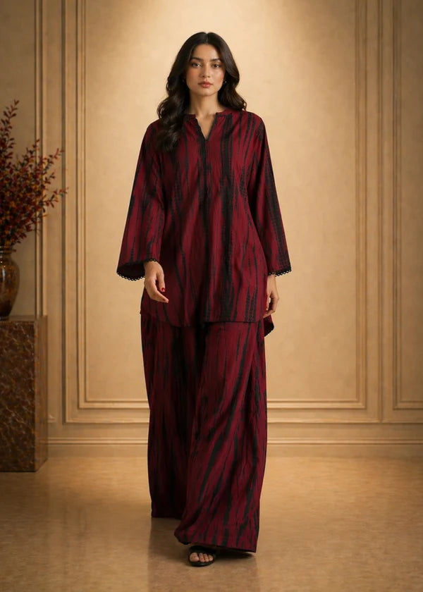 XAYWEAR Women's Midnight Wine Afsarah Co-Ords Set