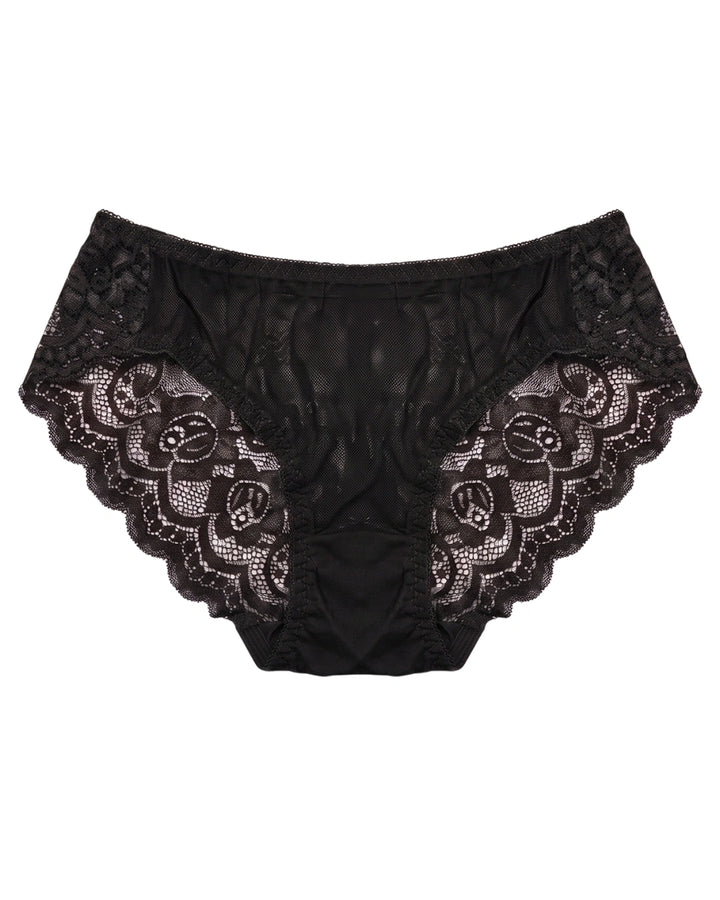 Brief Panty - Rose Lace - Black