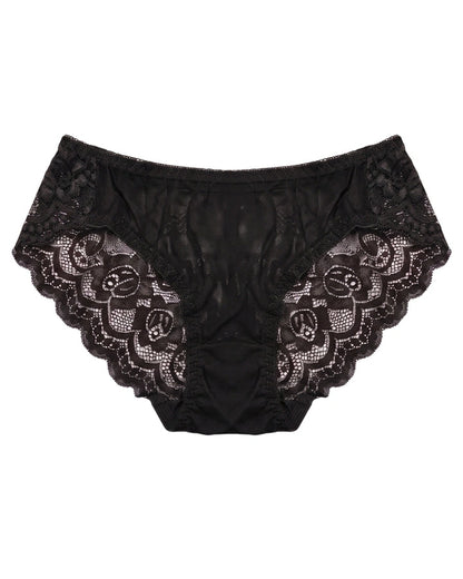 Brief Panty - Rose Lace - Black