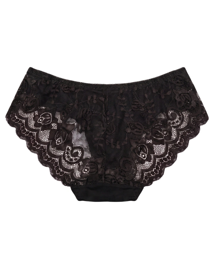 Brief Panty - Rose Lace - Black