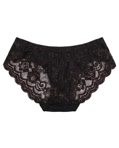 Brief Panty - Rose Lace - Black