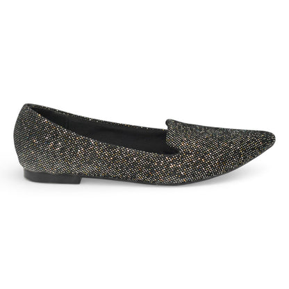 XAYWEAR Women's Black Glitter Casual Pumps