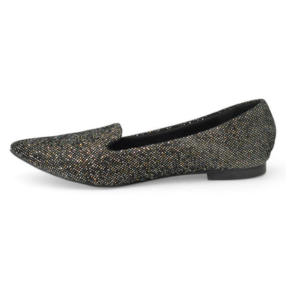 XAYWEAR Women's Black Glitter Casual Pumps