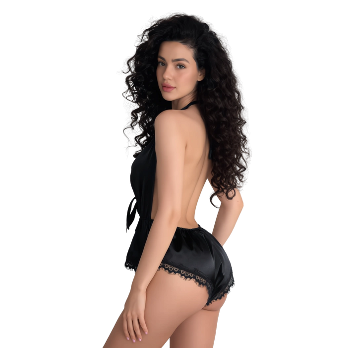 XAYWEAR Deep V-Neck Sexy Silk Bodysuit