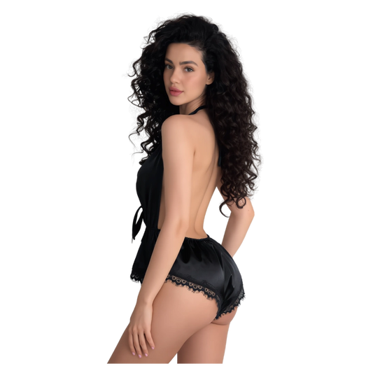 XAYWEAR Deep V-Neck Sexy Silk Bodysuit