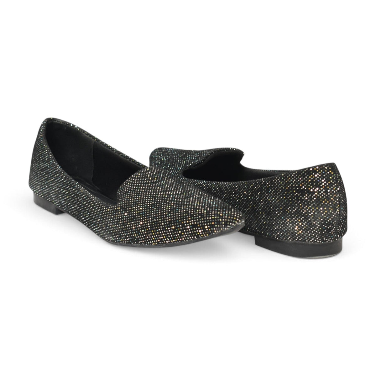 XAYWEAR Women's Black Glitter Casual Pumps