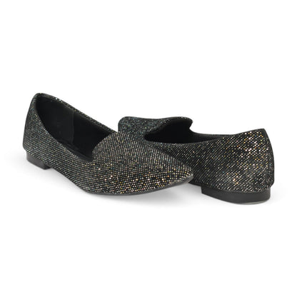 XAYWEAR Women's Black Glitter Casual Pumps