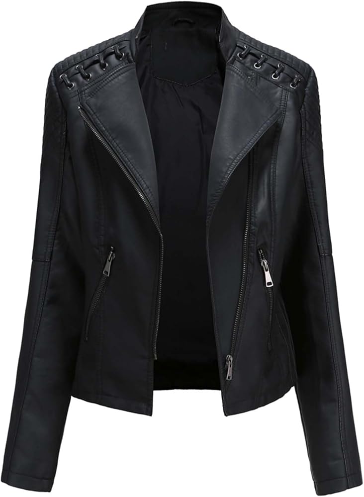 XAYWEAR Panel Detail Leather Jacket for Trendy Style