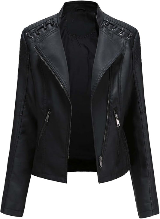XAYWEAR Panel Detail Leather Jacket for Trendy Style