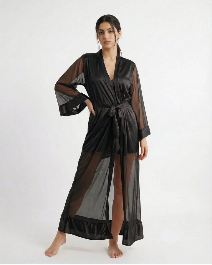 Jenny Rinny Silk Women's 2-Piece Nighty and Gown Set