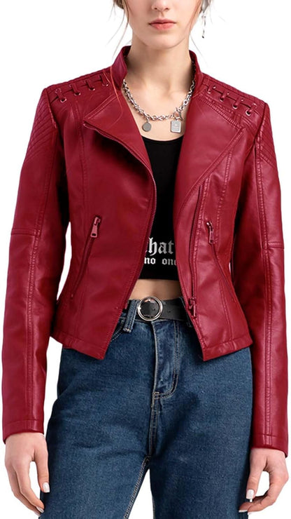 XAYWEAR Panel Detail Leather Jacket for Trendy Style