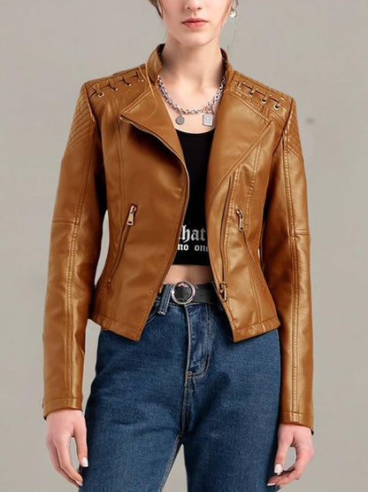 XAYWEAR Panel Detail Leather Jacket for Trendy Style