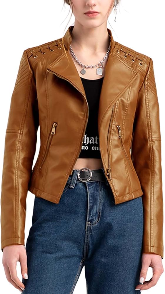 XAYWEAR Panel Detail Leather Jacket for Trendy Style