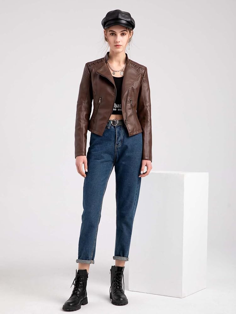 XAYWEAR Panel Detail Leather Jacket for Trendy Style