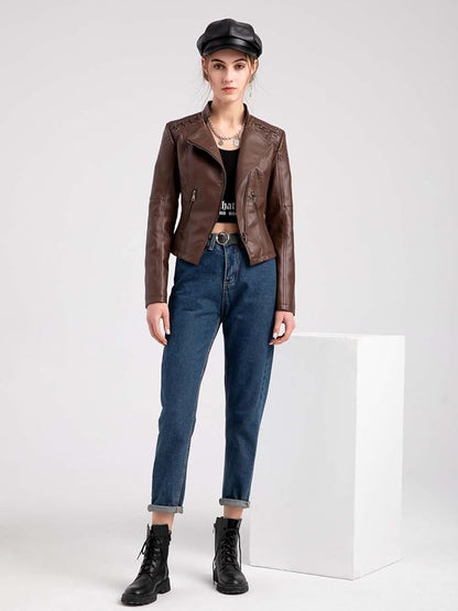XAYWEAR Panel Detail Leather Jacket for Trendy Style