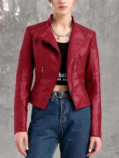 XAYWEAR Panel Detail Leather Jacket for Trendy Style