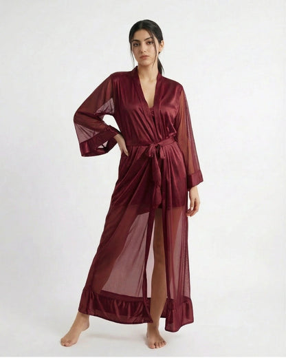 Jenny Rinny Silk Women's 2-Piece Nighty and Gown Set