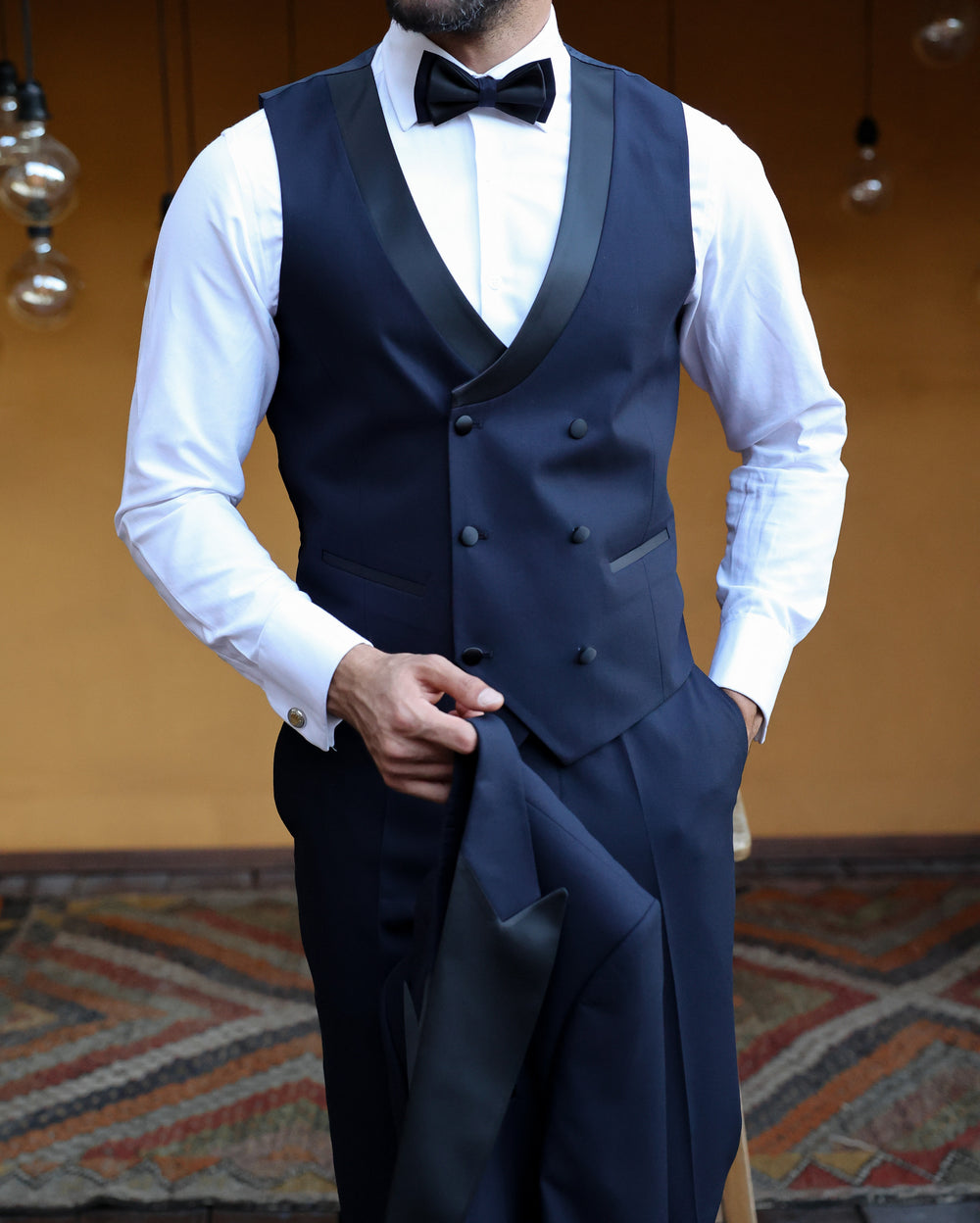 XAYWEAR Navy Slim-Fit Tuxedo 3-Piece Suit For Men