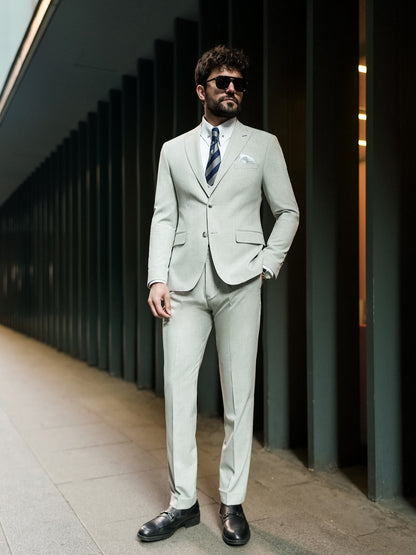 XAYWEAR Mint Green Modern-Fit Suit 3-Piece Suit For Men