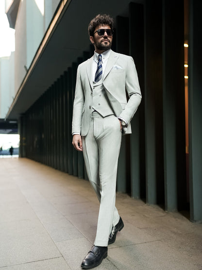 XAYWEAR Mint Green Modern-Fit Suit 3-Piece Suit For Men