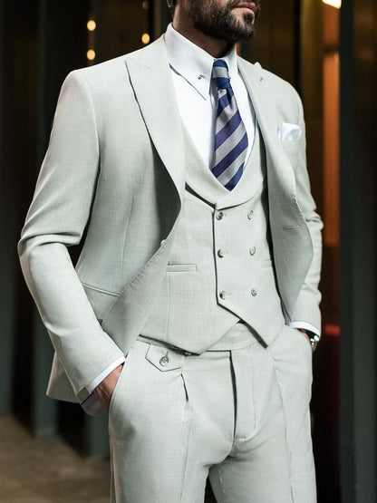 XAYWEAR Mint Green Modern-Fit Suit 3-Piece Suit For Men