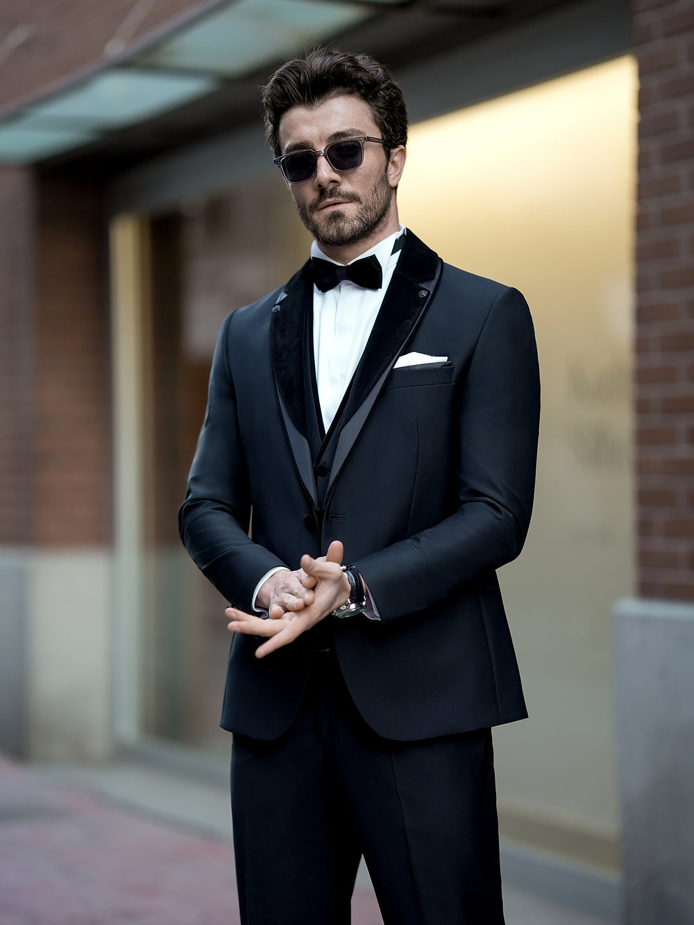 XAYWEAR Luxury Black Slim-Fit Tuxedo 3-Piece Suit For Men