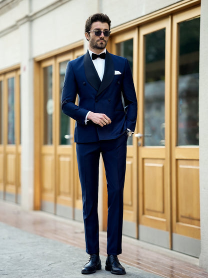 XAYWEAR Navy Double Breasted Tuxedo 2-Piece Men Suit