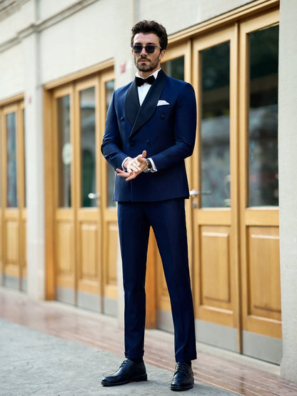 XAYWEAR Navy Double Breasted Tuxedo 2-Piece Men Suit