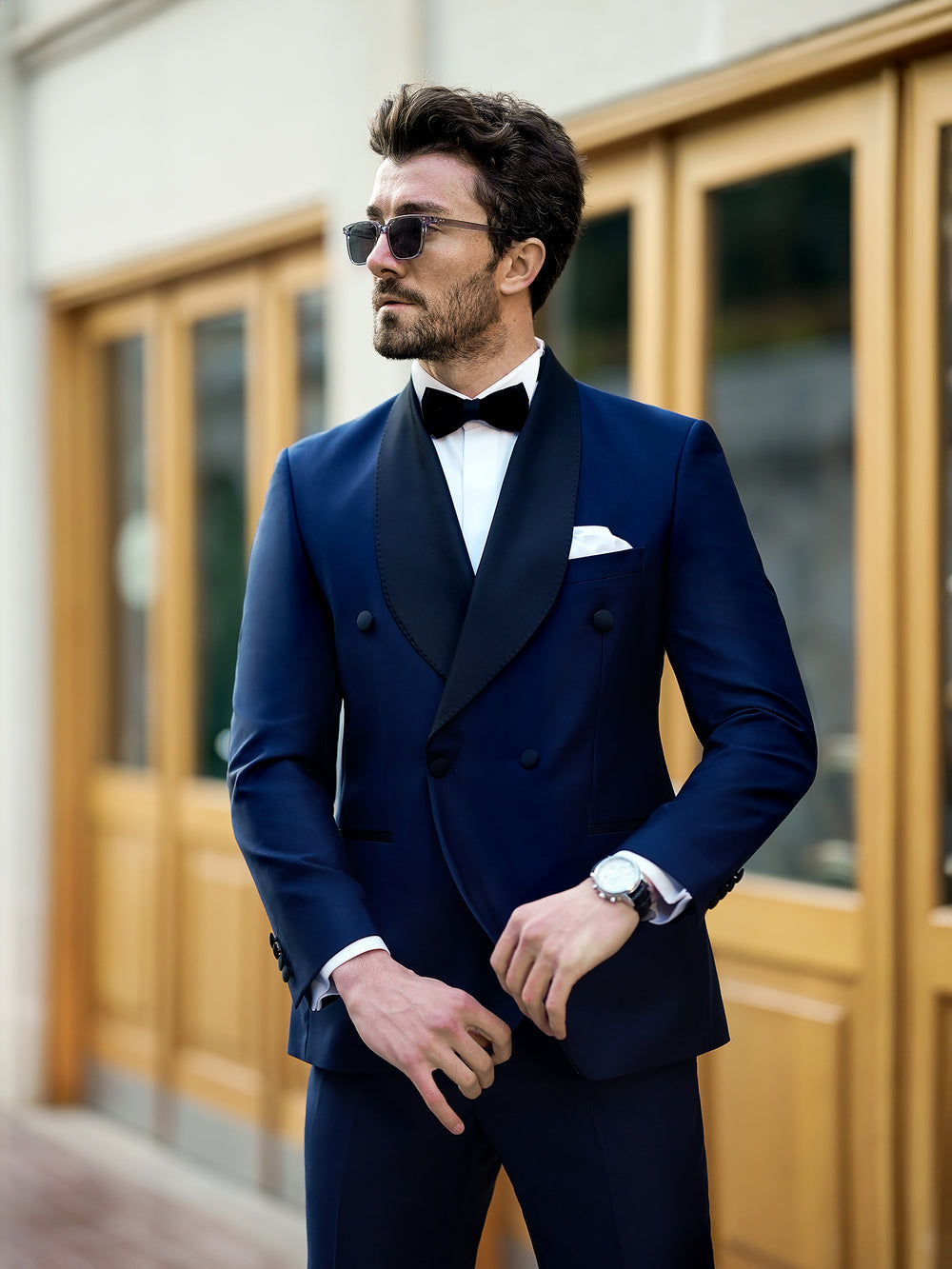 XAYWEAR Navy Double Breasted Tuxedo 2-Piece Men Suit