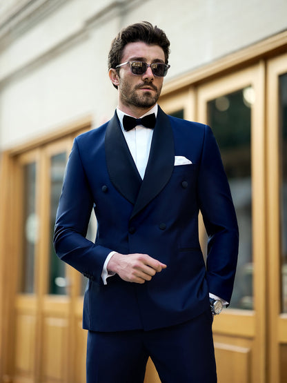XAYWEAR Navy Double Breasted Tuxedo 2-Piece Men Suit