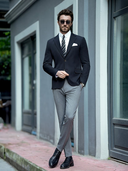 XAYWEAR Men's Elegant Black Single Breasted Blazer