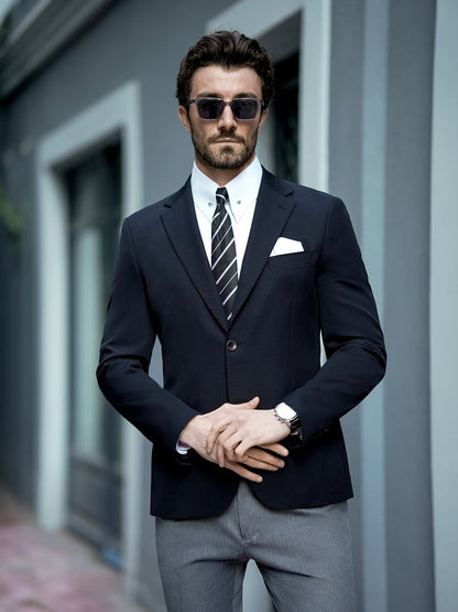 XAYWEAR Men's Elegant Black Single Breasted Blazer