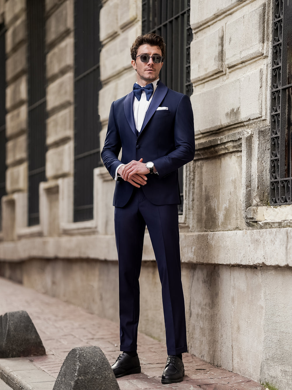XAYWEAR Men's Navy Slim-Fit Tuxedo 3-Piece